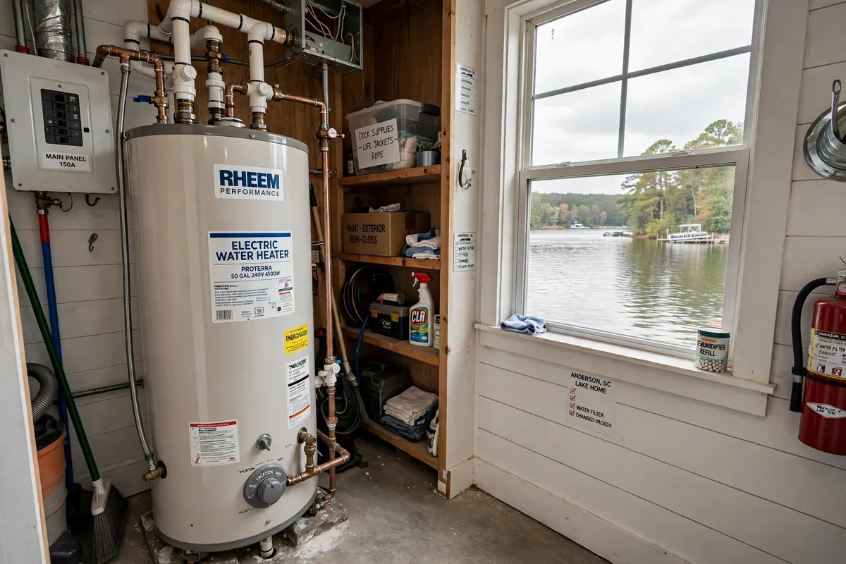 Electric water heater in an Anderson, SC lake home — SC Water Heater Services