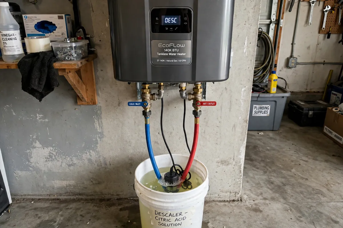 Tankless water heater being descaled in Charleston, SC — SC Water Heater Services