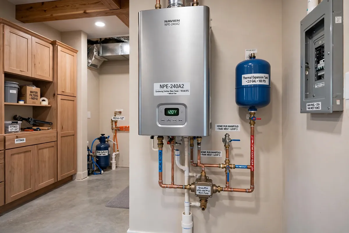 Tankless water heater with recirculation in a Mount Pleasant, SC home — SC Water Heater Services
