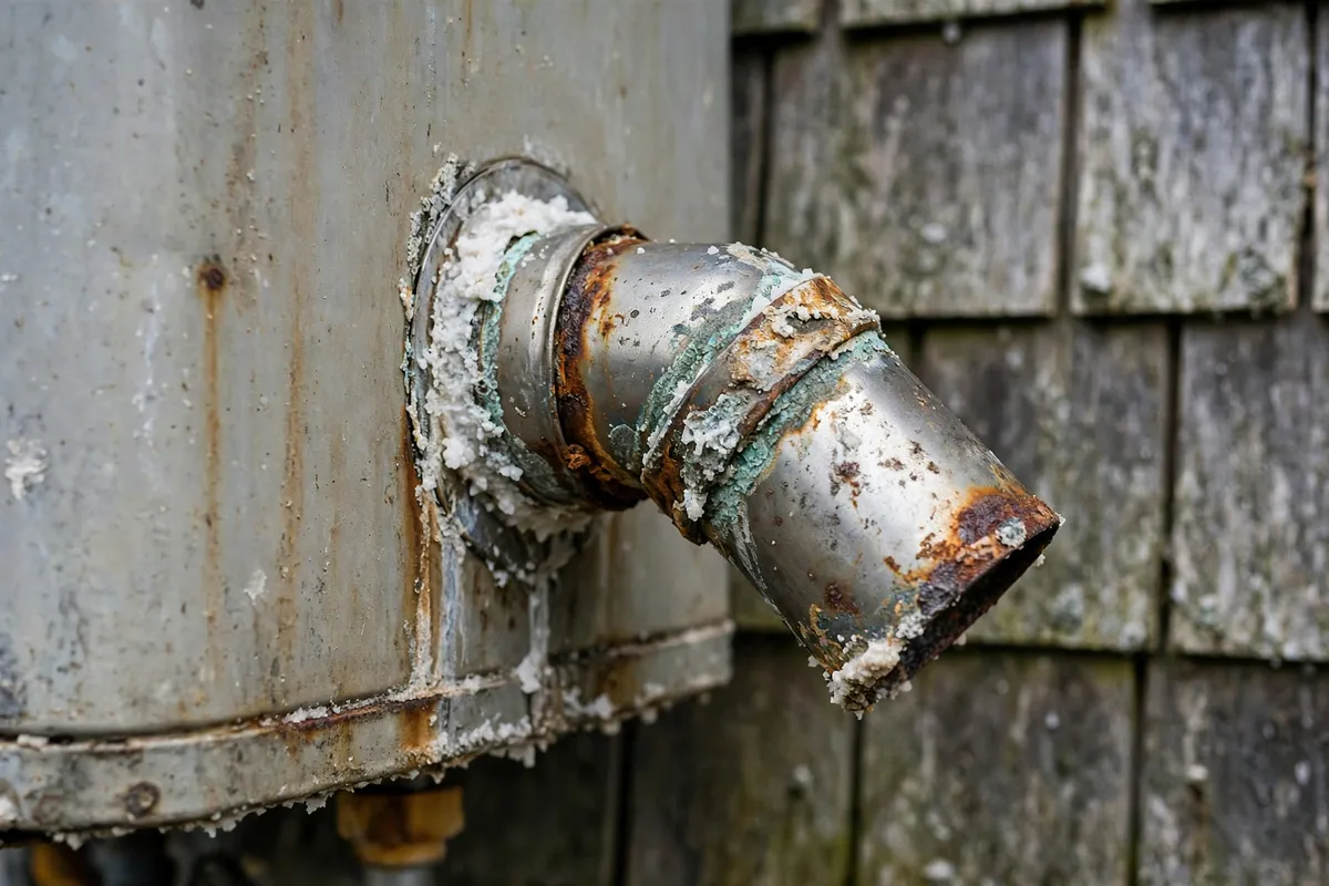 Salt-air corrosion on a tankless vent in Myrtle Beach, SC — SC Water Heater Services