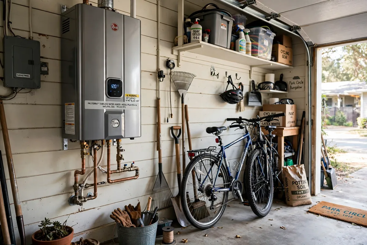 Tankless water heater in a North Charleston, SC bungalow garage — SC Water Heater Services