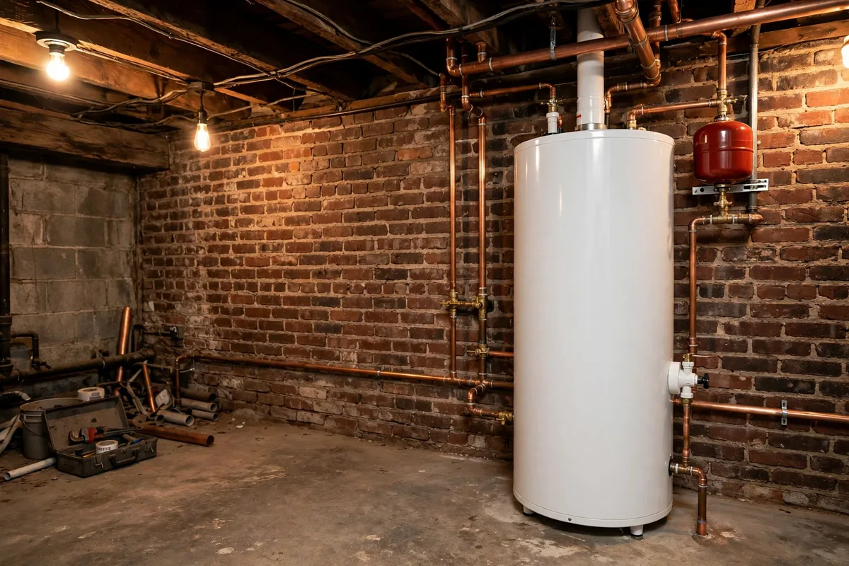 New tank water heater installed in a Spartanburg, SC mill-era home — SC Water Heater Services