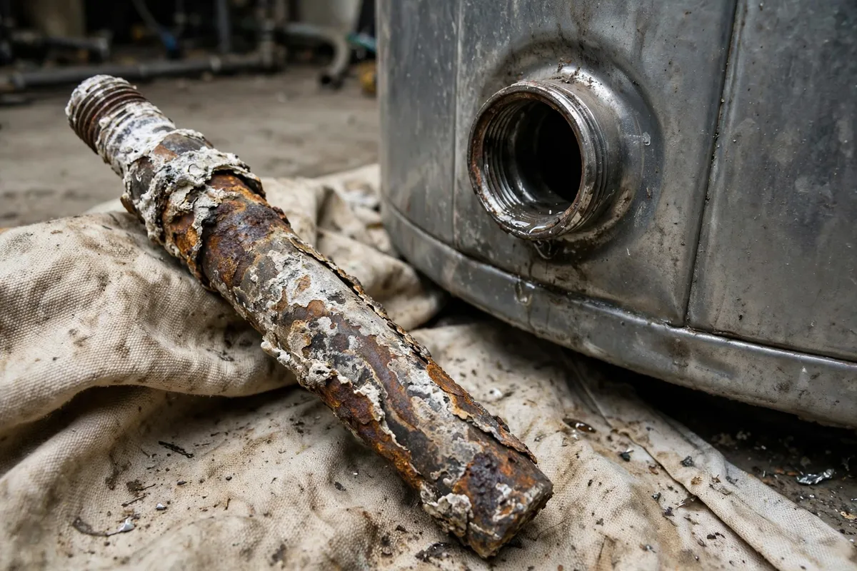 Corroded anode rod from a Summerville, SC water heater — SC Water Heater Services