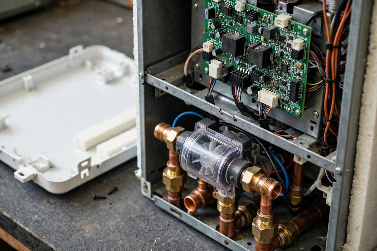 Tankless water heater internals being checked in Summerville, SC — SC Water Heater Services